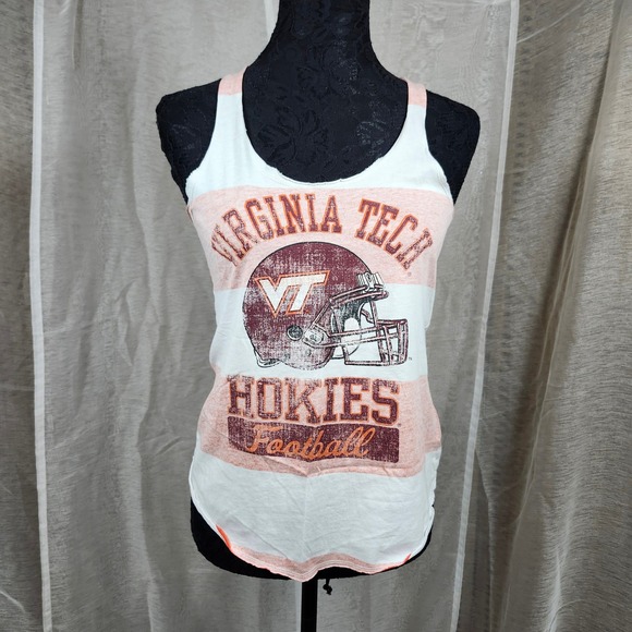 Virginia Tech Hokies Women's Tank Top Pro Edge Striped Football Shirt M - Picture 1 of 6